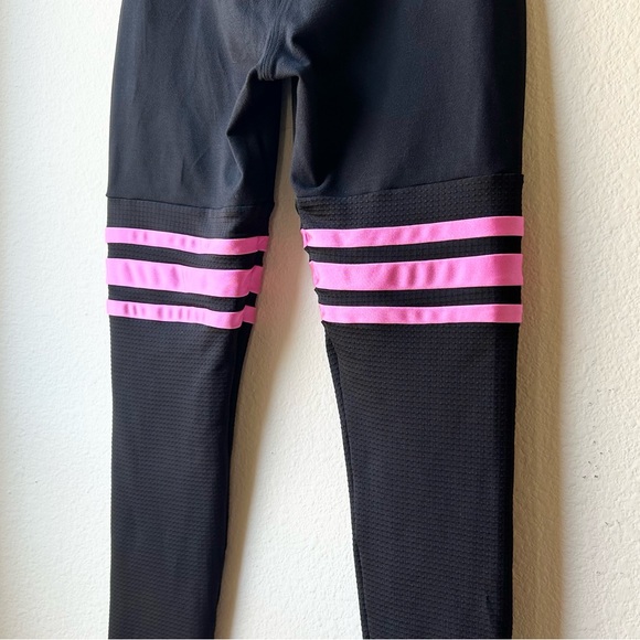 Bombshell Sportswear Thigh High Sock leggings Hot Pink Neon Black Sz S - Picture 10 of 16